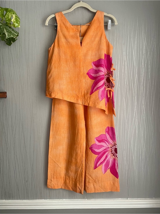 Zara Other - ZARA Linen Blend Floral Matching Set Girls Size 11-12 / 13-14 Orange Pink